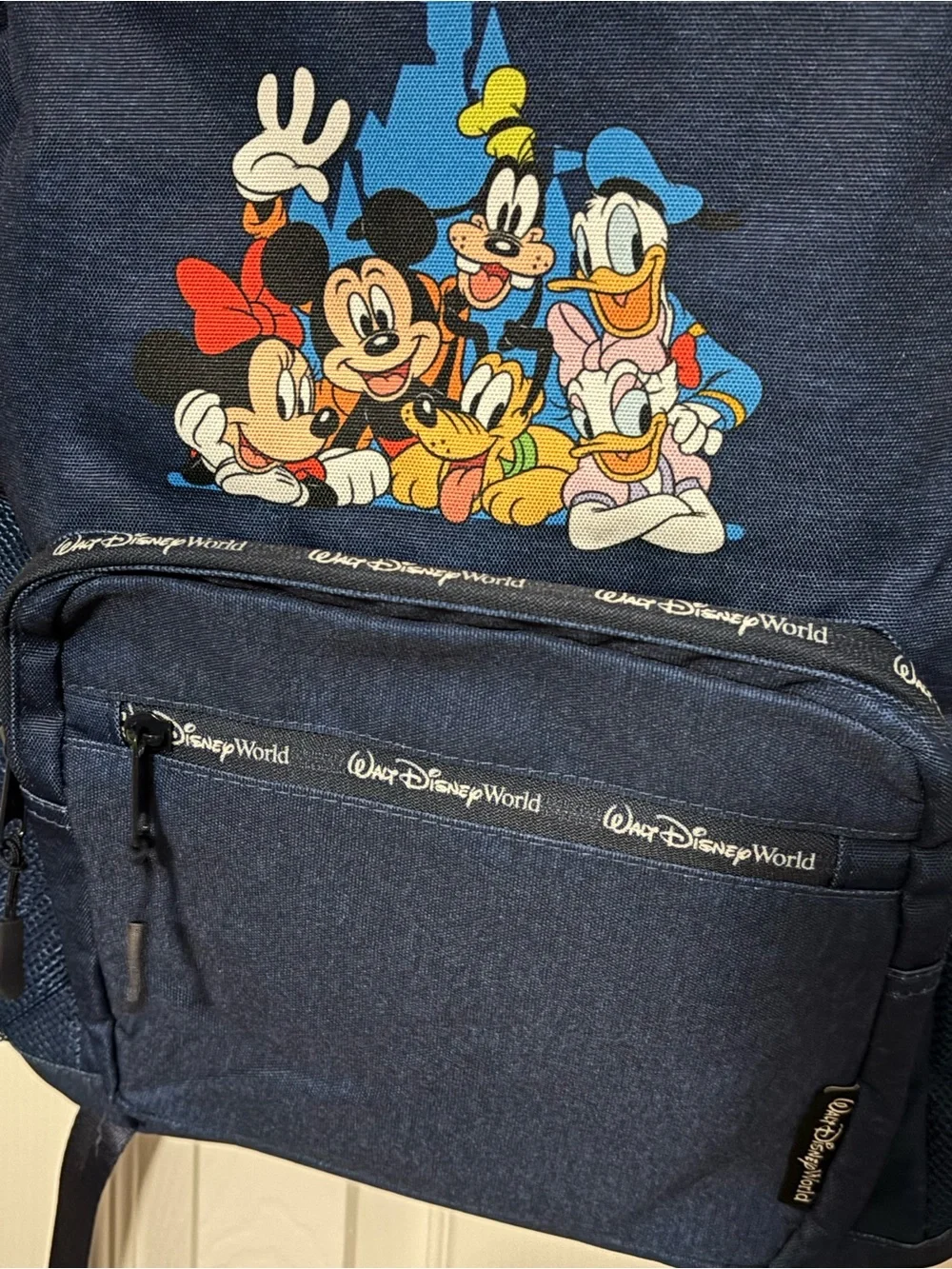 Disney Navy Blue Mickey & Friends Canvas Large Backpack 17 in